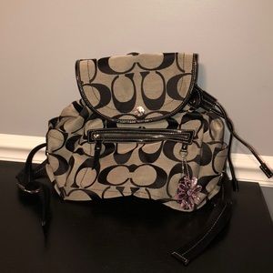 Two Tone Black “C” Logo Coach Backpack